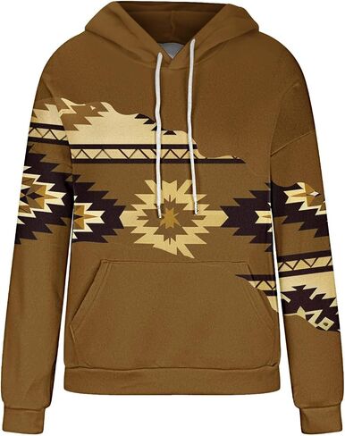 Women Western Ethic Hoodie Aztec Style Print Graphic Sweatshirts Pullover Hooded Pullover Tops Shirts Vintage Clothing in Saudi Arabia