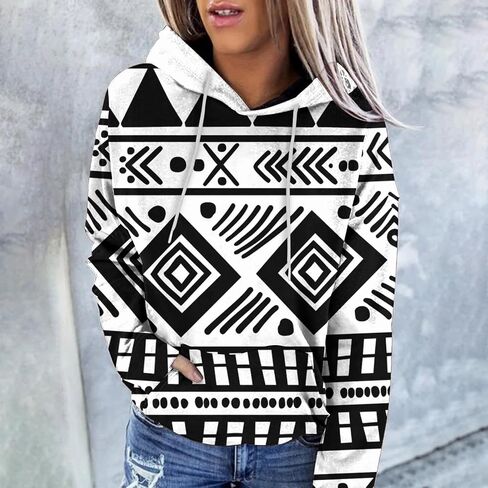 Women Western Ethic Hoodie Aztec Style Print Graphic Sweatshirts Pullover Hooded Pullover Tops Shirts Vintage Clothing in Saudi Arabia