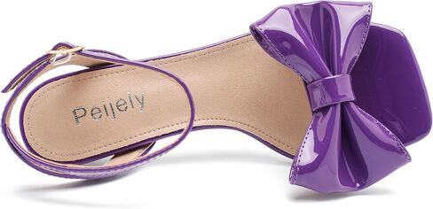 Womens Bow Knot Heeled Sandal Ankle Strap Square Toe Mid Kitten Heels Bride Wedding Party Dress Party Shoes in Kuwait