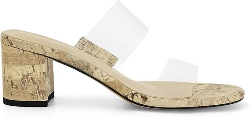 Clear Heeled Sandals for Women Transparent Two Strap Low Block Heels Open Toe Slip On Sandals in Saudi Arabia