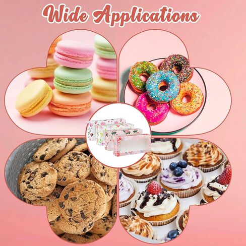 Maxcheck 48 قطعة من صناديق هدايا عيد الأم مع نافذة مقاس 12.5 بوصة × 5.5 بوصة × 2.5 بوصة، صناديق مخبز عيد الأم السعيدة، صناديق بسكويت الزهور، حاويات قلب الحلوى لتفضلات حفلات عيد الأم in Kuwait