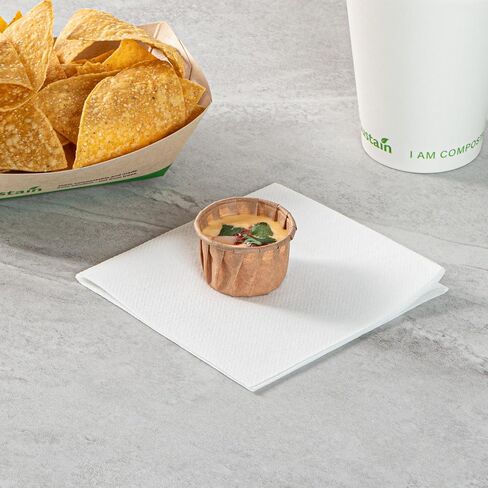 Restaurantware-أكواب حصة بسعة 2 أونصة، 100 كوب بهار للاستعمال مرة واحدة - أكواب طعام من الورق الأبيض قابلة للتحلل ومتعددة الاستخدامات، أنيقة، لتقديم التغميسات والمربيات والصلصات والمكسرات والمزيد in Saudi Arabia