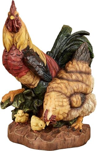 Touch of Class Rooster and Hen Tabletop Accent - Resin - Red, Yellow, Dark Green, Brown, Orange - Chicken Family Sculpture for Kitchen, Dining Room, Sideboard, Island, Countertop in Saudi Arabia