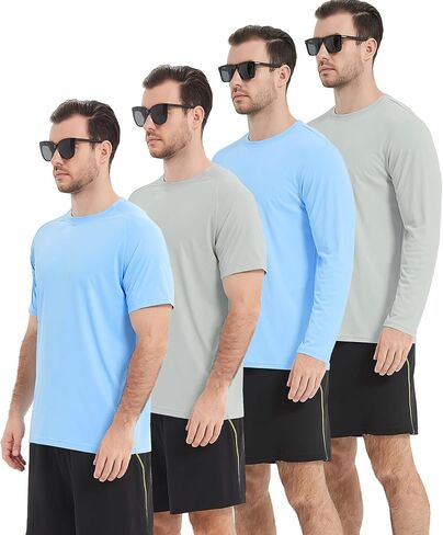 4/6 Pack Men's Long Sleeves Dry Fit Shirts, UPF 50+ Rash Guard Swim SPF Fishing UV Sun Protection Shirts in Kuwait