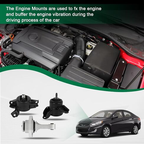 SCITOO Engine Motor Mount and Transmission Mount and Torque Strut Mount Set For Hyundai Accent 2012-2017 For Hyundai Elantra 2011-2016 For Hyundai Elantra Coupe 2014 Replace OE A71029 A71004 A71020 in Saudi Arabia