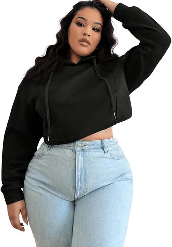 Floerns Women's Plus Size Conspratring Hoodies Long Long Spect Counter Counter Pullover Sweatshirts in Saudi Arabia