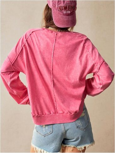 SOLY HUX Women's Long Sleeve Sweatshirts Vintage Crewneck Lightweight Pullover Tops Aesthetic Clothes in Saudi Arabia