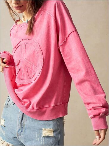 SOLY HUX Women's Long Sleeve Sweatshirts Vintage Crewneck Lightweight Pullover Tops Aesthetic Clothes in Saudi Arabia