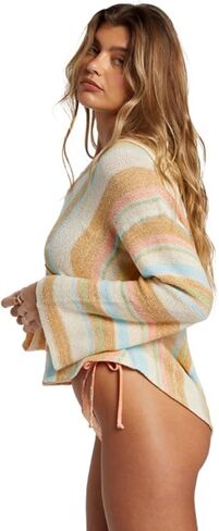 Billabong Women's Baja Beach Pulover Hooded Mexican Striped Sweater in Saudi Arabia
