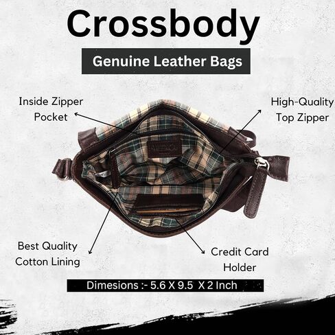 Genuine Leather Crossbody Sling Bag for Women - Trendy Casual Bag with Adjustable Strap in Saudi Arabia