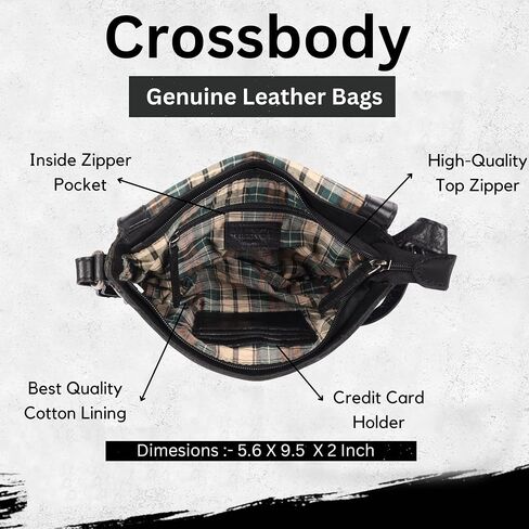 Genuine Leather Crossbody Sling Bag for Women - Trendy Casual Bag with Adjustable Strap in Saudi Arabia