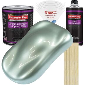 متجر الترميم - Frost Green Metallic Acrylic urethane Auto Paint - مجموعة طلاء غالون كاملة - مرحلة واحدة متخصصة للسيارات عالية اللمعان ، سيارة ، طلاء شاحنة ، 4: 1 نسبة المزيج ، 2.8 VOC in Saudi Arabia