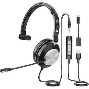 Computer Headset with Microphone, PC Headset with Mic Noise Cancelling & Volume Control, All-Day Comfort for Pcs Laptop Mac Call Center Softphone Skype or Home Work - with 2.5mm Adapter in Kuwait