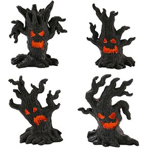4 Pcs Halloween Haunted House Decorations, Resin Cute Halloween Figurines, Mini Spooky Table Craft Tree Demon Ornament for Party Home Garden Decor in Kuwait