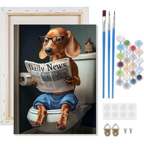 CEOVR Framed Paint by Numbers Kit for Adults, Dog Paint by Number on Canvas for Beginner, Box Package, Oil Painting Adult Crafts Kits Wall Decor for Home Office, 12x16In in Kuwait