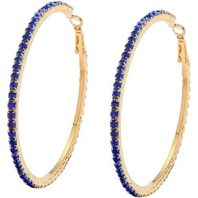 60 ملم أقراط راينستون كبيرة للأقراط للنساء Hypoallergenic كبير الزركونيا الأطواق Huggie Sparkly CZ Gold Gold Plated Women's Mashing Mashing Modern for Party Dance in Saudi Arabia