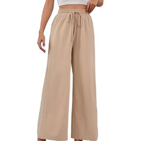 Linen Pants Summer Women Palazzo Flaer Leggings Flowy Dressy Casual with Pockets in Saudi Arabia