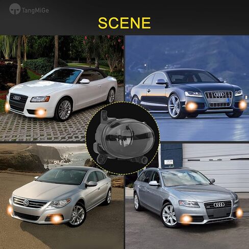 TangMiGe Fog Lights Compatible with Audi A4 A5 A6 Q3 S5 S6 Allroad (Quattro Avant Wagon Cabriolet Convertible Sport Sedan Premium Plus Prestige Sport Utility Coupe), Volkswagen VW CC, 2008-2018, Smoke in Saudi Arabia