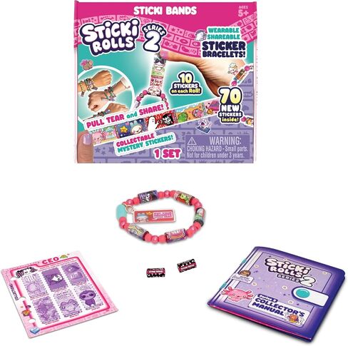 STICKI Rolls Sticki Bands - Wearable & Shareable Sticker Bracelet | Includes 70 Mini Stickers | 2 Mystery Reveal Sticki Rolls | Over 1000 Sticker Designs to Discover and Collect! (Series 1 Yellow) in Kuwait