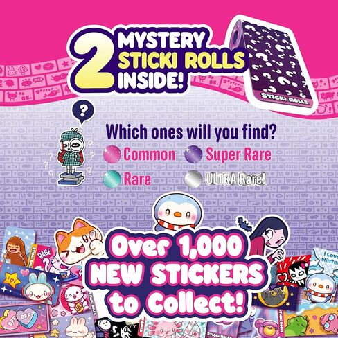 عصابات sticki sticki - سوار ملصق قابل للارتداء ومشاركة | يشمل 70 ملصقات صغيرة | 2 الغموض تكشف sticki لفات | أكثر من 1000 تصميم ملصق لاكتشاف وجمع! (سلسلة 1 أصفر) in Kuwait