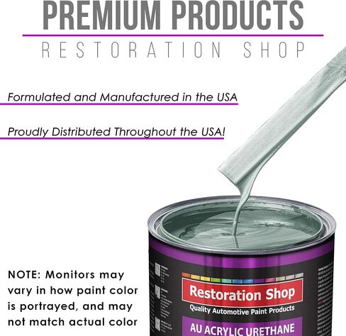 Restoration Shop - Frost Green Metallic Acrylic Urethane Auto Paint - Complete Gallon Paint Kit - Professional Single Stage High Gloss Automotive, Car, Truck Coating, 4:1 Mix Ratio, 2.8 VOC in Saudi Arabia