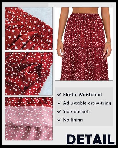 الرباط المرن المرن المرن عالي الخصر بوهو طباعة Maxi تنورة الصيف A-LINY LINE LING مع جيوب in Kuwait