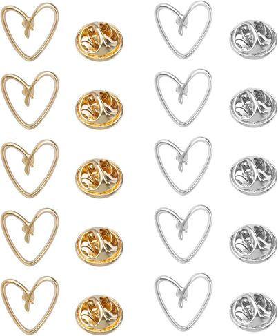 10Sets Heart Shape Modesty Pins Hardware Brooch Pins Decorative Dainty Pins for Scarf, Bag, Dress, Lapel, Gold and Silver in Saudi Arabia