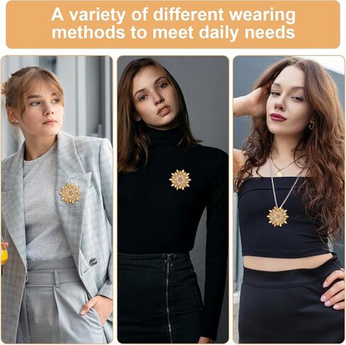 Colorful Rhinestone Crystal Sunflower Brooch Pin Vintage Elegant Creative Sunflower Classic Wedding Fashion Broach Pin for Women Dress Hat Decoration Gift(Gold) in Saudi Arabia
