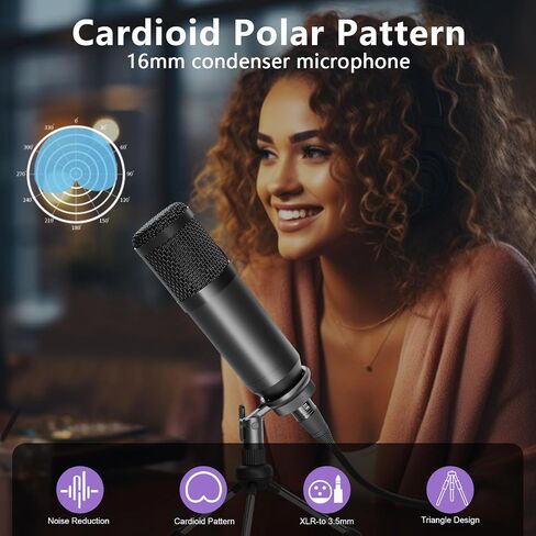حزمة معدات البودكاست لشخصين، واجهة صوتية مع ميكروفون مكثف للبودكاست، مغير الصوت، خلاط دي جي للبث، تسجيل البودكاست، الألعاب، تيك توك، الكمبيوتر الشخصي، الهاتف الذكي in Kuwait