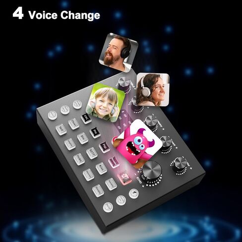 Podcast Equipment Bundle for 2, Audio Interface with Podcast Condenser Microphone, Voice Changer, DJ Mixer for Streaming, Podcast Recording, Gaming, TikTok, PC, Smartphone in Saudi Arabia