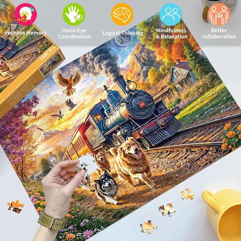 Jigsaw Puzzles for Adults 1000 Pieces, Interlock Perfectly Letter on Back No Dust, 1:1 Poster, Home Decor Birthday Party Gift Toy for Men Women Elders Seniors (The Streets of Autumn) in Kuwait