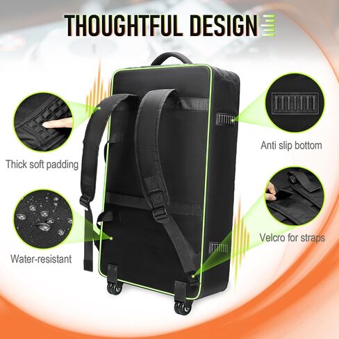 SNIGJAT DJ Controller Case for DDJ-FLX10/ 1000/ REV7/ FLX6, Padded Large Capacity DJ Controller Bag with 12 Pockets for Laptop and Music Accessories, DJ Carrying Case with Adjustable Shoulder Strap in Kuwait