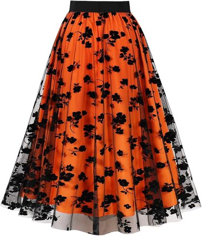 Wellwits Women's Floral Mesh Mesh Festival Midi Skirt in Saudi Arabia