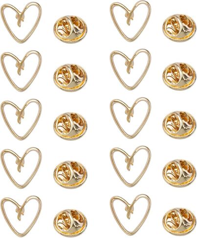 10Sets Heart Shape Modesty Pins Hardware Brooch Pins Decorative Dainty Pins for Scarf, Bag, Dress, Lapel, Gold and Silver in Saudi Arabia
