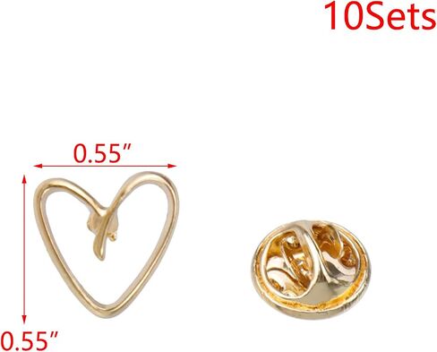 10Sets Heart Shape Modesty Pins Hardware Brooch Pins Decorative Dainty Pins for Scarf, Bag, Dress, Lapel, Gold and Silver in Saudi Arabia