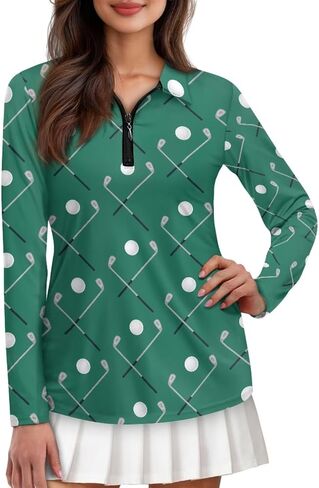 Women Long Sleeve Golf Shirts Sun Protection Quick Dry 1/4 Zip Tennis Shirts Moisture Wicking Athletic Workout Tops in Kuwait