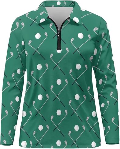 Women Long Sleeve Golf Shirts Sun Protection Quick Dry 1/4 Zip Tennis Shirts Moisture Wicking Athletic Workout Tops in Kuwait