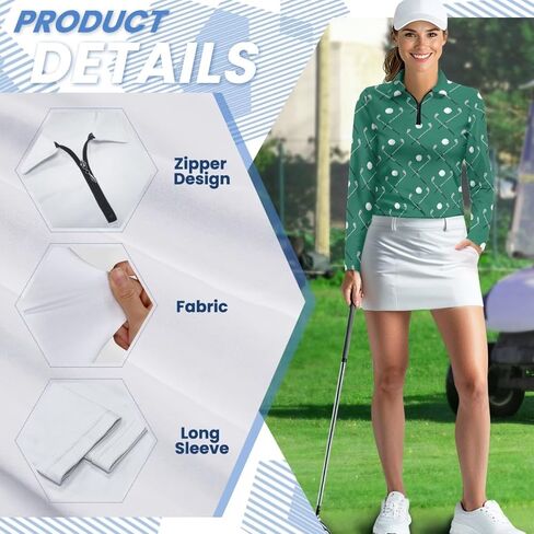Women Long Sleeve Golf Shirts Sun Protection Quick Dry 1/4 Zip Tennis Shirts Moisture Wicking Athletic Workout Tops in Kuwait