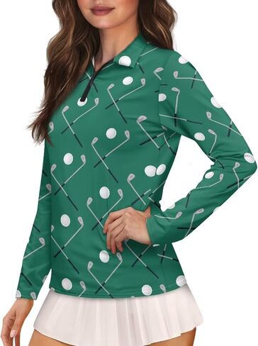 Women Long Sleeve Golf Shirts Sun Protection Quick Dry 1/4 Zip Tennis Shirts Moisture Wicking Athletic Workout Tops in Kuwait