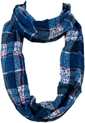 TrendsBlue Plaid Stars Print Linfinity Loop Mashion Dickf in Saudi Arabia