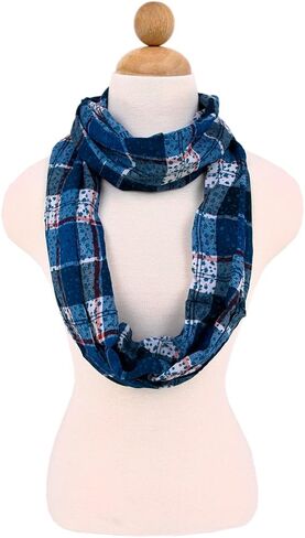 TrendsBlue Plaid Stars Print Linfinity Loop Mashion Dickf in Saudi Arabia