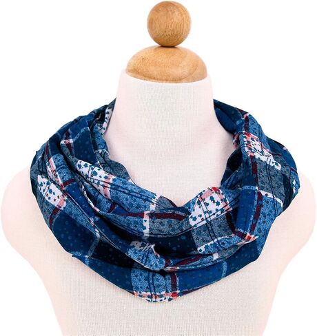 TrendsBlue Plaid Stars Print Linfinity Loop Mashion Dickf in Saudi Arabia