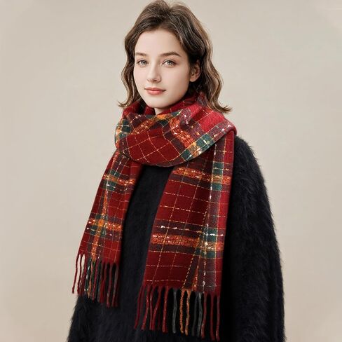 Womens Winter Scarf, Cashmere Feel Plaid Scarfs for Women, Soft Pashmina Shawls and Wraps, Long Blanket Scarf in Saudi Arabia