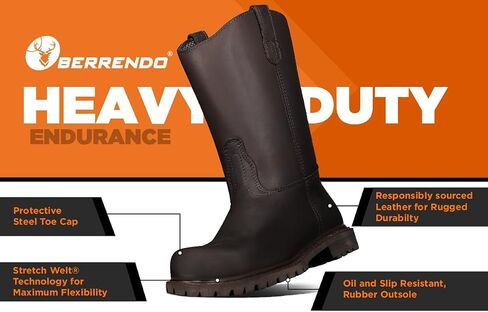 160-10 "Wellington Steel Toe Work Boots للرجال-أحذية السلامة-الخطر الكهربائي والزيت والانزلاق مقاوم in Saudi Arabia