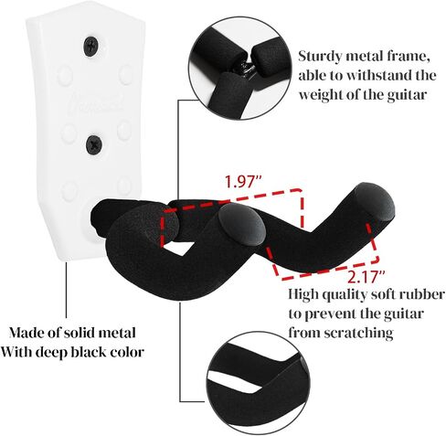 Guitar Wall Mount 3 Pack, Black Metal Guitar Hanger, V-Shaped Guitar Wall Hangers Mount, Guitar Holder Hook Stand Wall for Acoustic, Electric Guitar, Banjo, Bass, for Guitar Player Men Boy in Kuwait