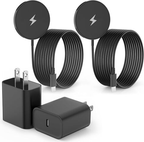 الشاحن اللاسلكي المغناطيسي iPhone iPhone ، شاحن 6 أقدام لشاحن Apple Magsafe 2Pack لاسلكي سريع لـ iPhone 16 Pro Max/16 Pro/16 Plus/15 Promax/15/14/13/12/AirPods 3/2/PR MAG-SAFE PAD in Kuwait