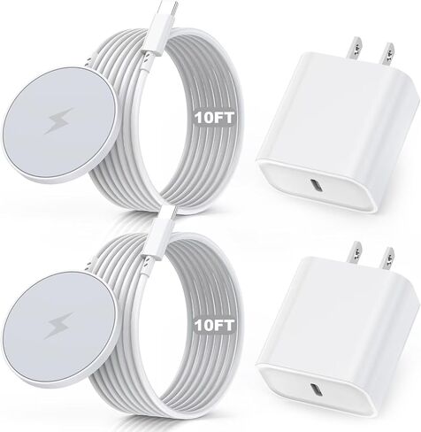 الشاحن اللاسلكي المغناطيسي iPhone iPhone ، شاحن 6 أقدام لشاحن Apple Magsafe 2Pack لاسلكي سريع لـ iPhone 16 Pro Max/16 Pro/16 Plus/15 Promax/15/14/13/12/AirPods 3/2/PR MAG-SAFE PAD in Kuwait