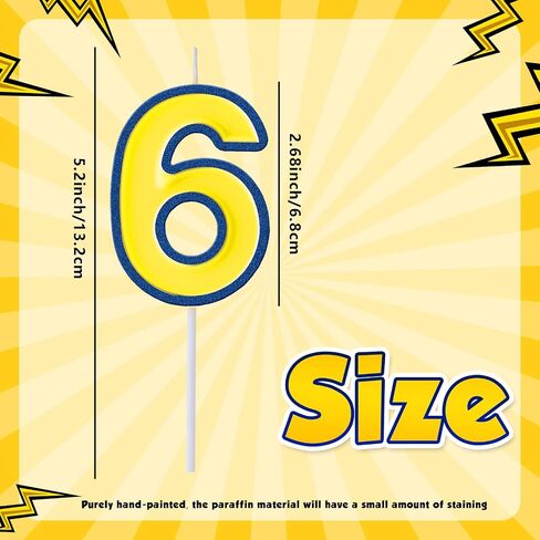MTLEE Birthday Number Candles Cartoon Yellow and Blue Birthday Cake Candle for Cartoon Animated Birthday Decoration Cartoon Party Supplies(7) in Saudi Arabia