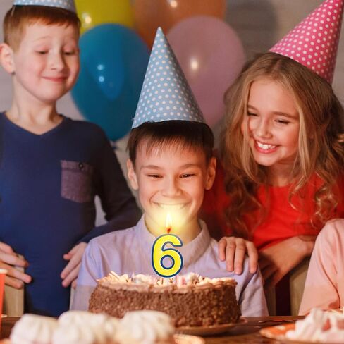 MTLEE Birthday Number Candles Cartoon Yellow and Blue Birthday Cake Candle for Cartoon Animated Birthday Decoration Cartoon Party Supplies(7) in Saudi Arabia