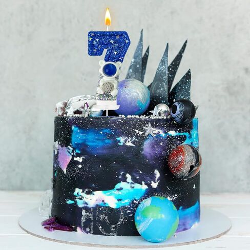 رائد الفضاء 4 شمعة عيد ميلاد - Space Universe Sparkler 4 Candle for Birthday Cake Boy ، Topper for Party Decorations الذكرى السنوية (رقم 4) in Saudi Arabia